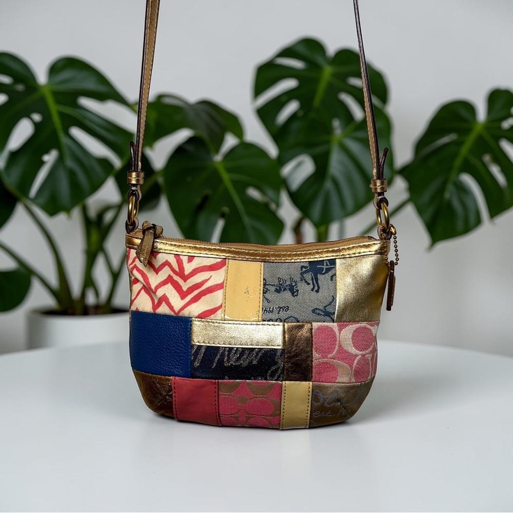 Coach Multicolor Patchwork Crossbody with Gold Accents